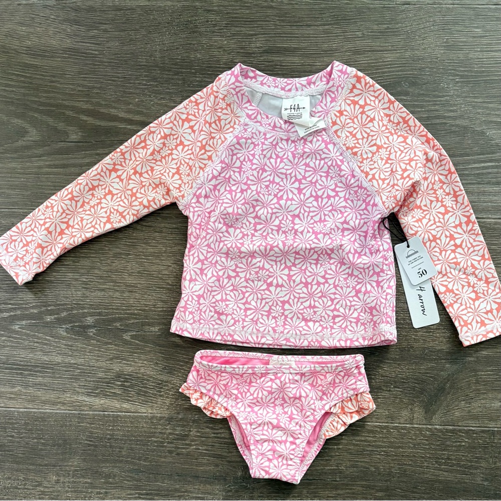 Feather 4 Arrow Swim all Day Long Sleeve Set - 2T NWOT! Prism Pink